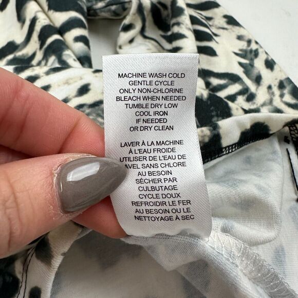 Elie. by Elie Tahari Animal Print Mock Neck Blouse Top Size S Polyester Spandex - Picture 8 of 9